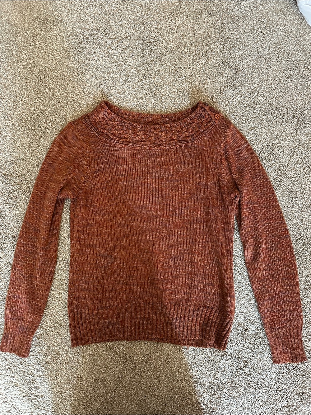 Carolyn Taylor Cable Yoke Crewneck Sweater - Rust